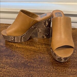 DV by Dolce Vita Women's Brown Mules with Snake Print Platform